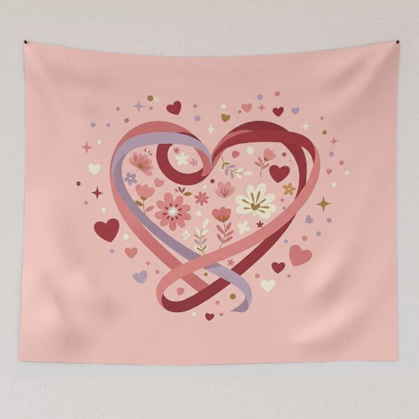 Item preview, Floral Heart with Intertwined Ribbons designed and sold by Owcomm.