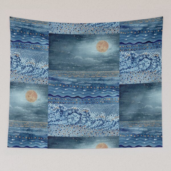 Item preview, Sturgeon Full Moon Reflections Abstract Painting designed and sold by Tezoodle Art.