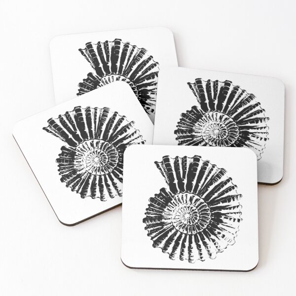 Item preview, Fossil Spiral Shell – Black & White Illustration designed and sold by LineArtForYou.