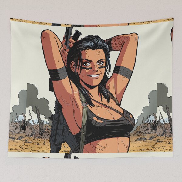Item preview,  Post Apocalyptic warrior woman resting after battle designed and sold by Vintage Designs +.