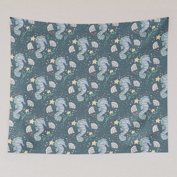 Item preview, Whimsical Seahorse Pattern – Ocean-Inspired Underwater Illustration designed and sold by AniaMartaArt.