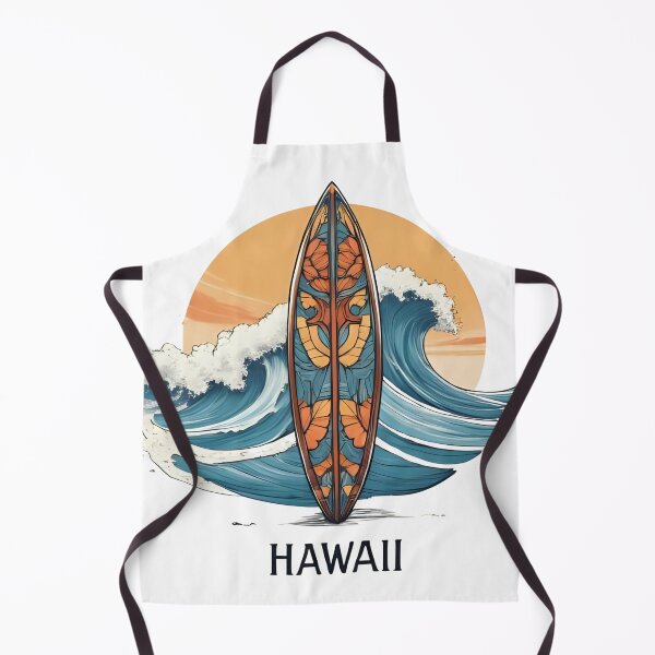 Item preview, Olas al atardecer con tabla de surf hawaiana | Diseño artístico de playa tropical designed and sold by NUMBER FOUR.