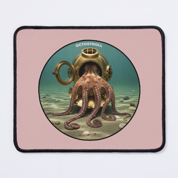 Item preview, Underwater Scene of an Octopus Inside of a Vintage Diving Helmet URM designed and sold by urmaddad.