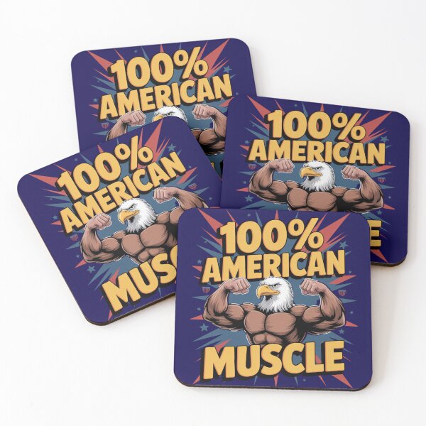 Item preview, 100% American Muscle – Cartoon Patriot designed and sold by GENX-AUTISM-DAD.