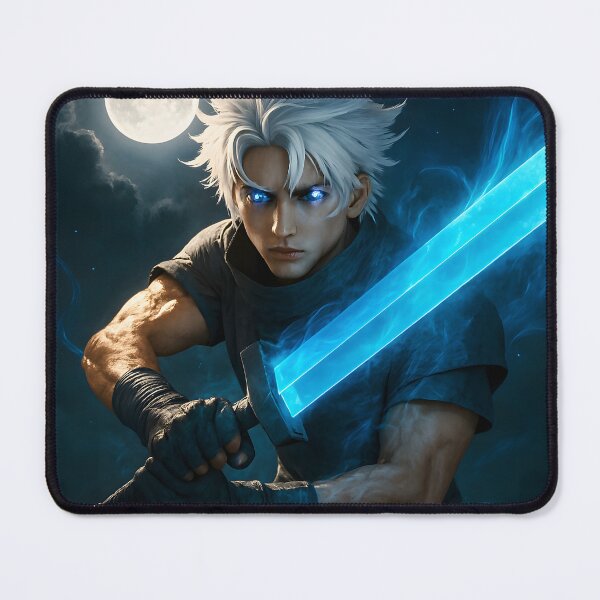 Item preview, Hyper‑Realistic Anime Fantasy Warrior — Lightning‑Eyed Swordsman Under Moonlight | Epic Power‑Up Scene designed and sold by Nova-Canvas.