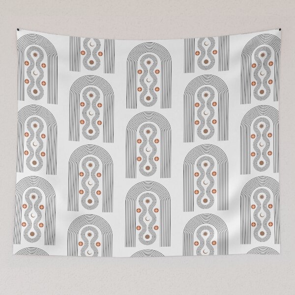 Item preview, Celestial Elements with Arched Line Geometry Print designed and sold by NiceDigital.