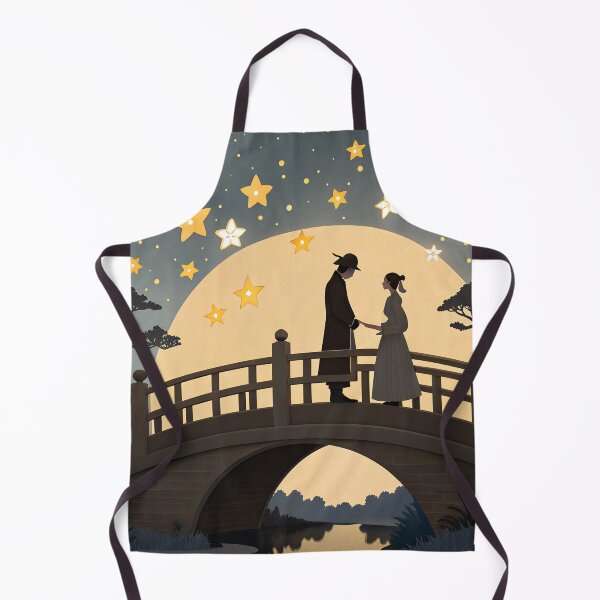 Item preview, Origami Style Qixi Festival Lovers on Magpie Bridge – Romantic Starry Night Illustration designed and sold by VividOrganica.