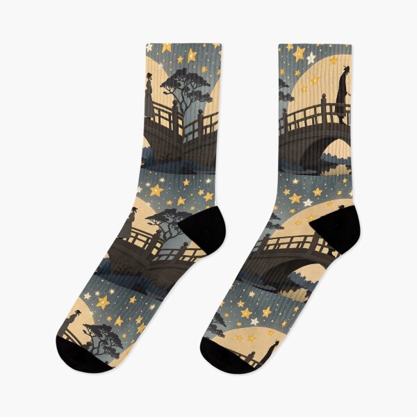 Item preview, Origami Style Qixi Festival Lovers on Magpie Bridge – Romantic Starry Night Illustration designed and sold by VividOrganica.