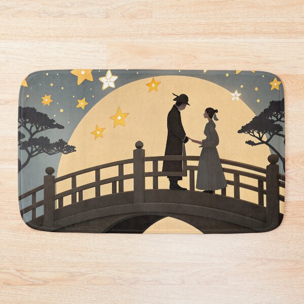 Item preview, Origami Style Qixi Festival Lovers on Magpie Bridge – Romantic Starry Night Illustration designed and sold by VividOrganica.