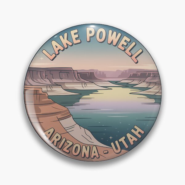 Item preview, Lake Powell Arizona Utah Retro Sunset Badge Sticker designed and sold by Horizon Tales.