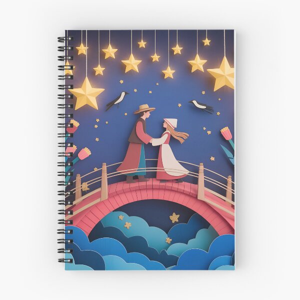 Item preview, Romantic Qixi Festival Art – Starry Night Sky and Magpie Bridge Illustration designed and sold by VividOrganica.