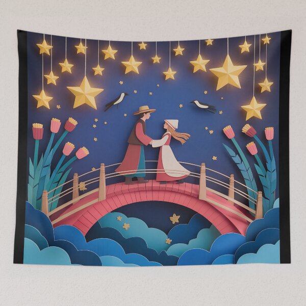 Item preview, Romantic Qixi Festival Art – Starry Night Sky and Magpie Bridge Illustration designed and sold by VividOrganica.