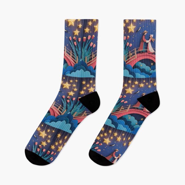 Item preview, Romantic Qixi Festival Art – Starry Night Sky and Magpie Bridge Illustration designed and sold by VividOrganica.
