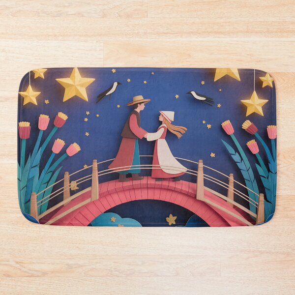 Item preview, Romantic Qixi Festival Art – Starry Night Sky and Magpie Bridge Illustration designed and sold by VividOrganica.
