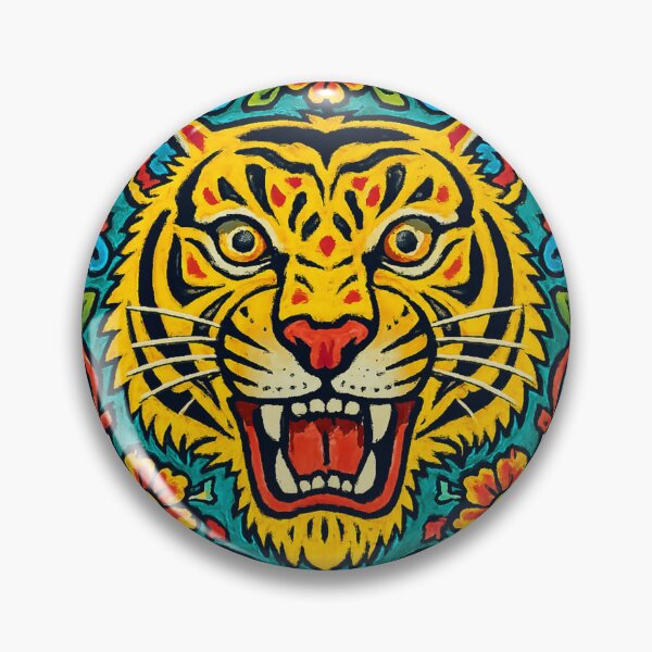 Item preview,  Rickshaw art–style tiger sticker, roaring with bold colors. designed and sold by Pororo23.
