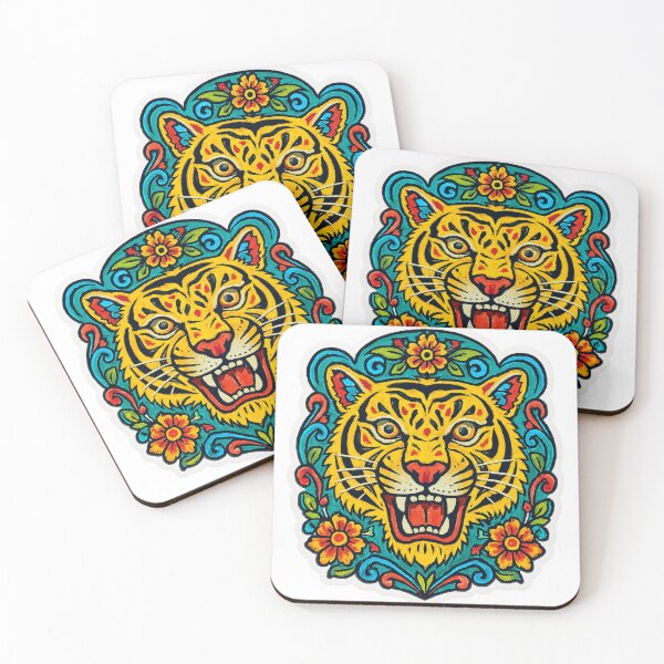 Item preview,  Rickshaw art–style tiger sticker, roaring with bold colors. designed and sold by Pororo23.
