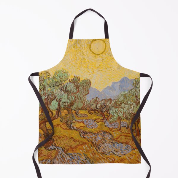 Aperçu de l'œuvre Oliviers avec ciel jaune et soleil de Vincent Van Gogh créée et vendue par antiqueart.