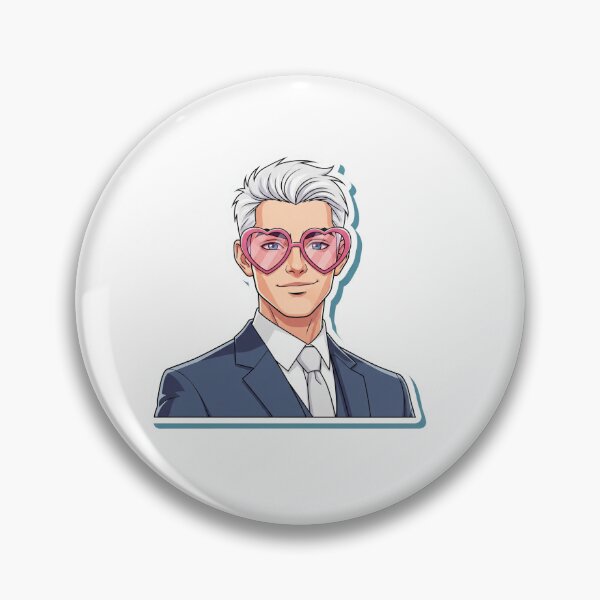 Item preview, Dapper & Darling: White-Haired Guy in Heart Glasses designed and sold by Nomuradi.
