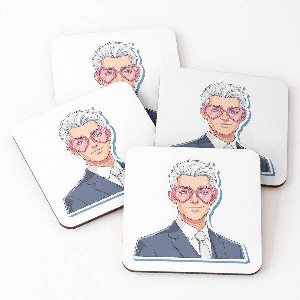 Item preview, Dapper & Darling: White-Haired Guy in Heart Glasses designed and sold by Nomuradi.