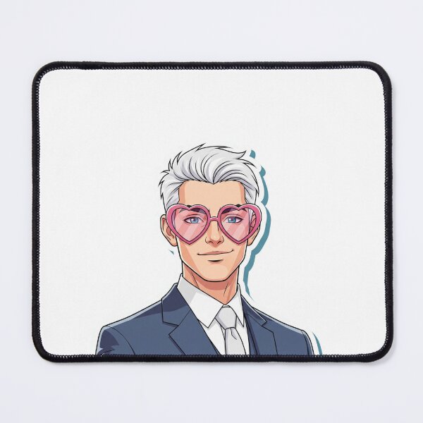 Item preview, Dapper & Darling: White-Haired Guy in Heart Glasses designed and sold by Nomuradi.