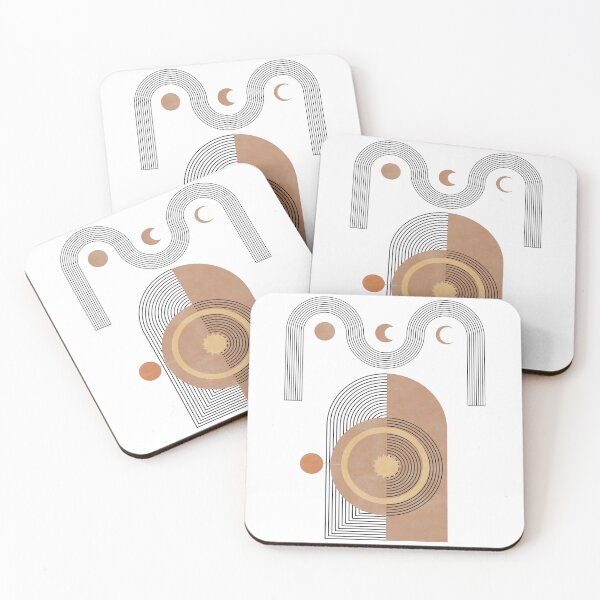 Item preview, Abstract Celestial Geometry Print with Moons and Arches designed and sold by NiceDigital.