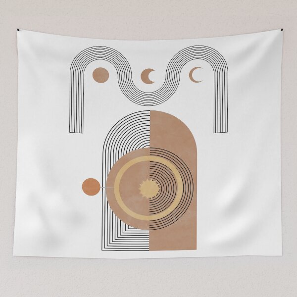 Item preview, Abstract Celestial Geometry Print with Moons and Arches designed and sold by NiceDigital.