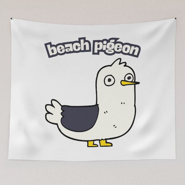 Item preview, Cartoon Seagull Design with Beach Pigeon Text designed and sold by CleanDecor.