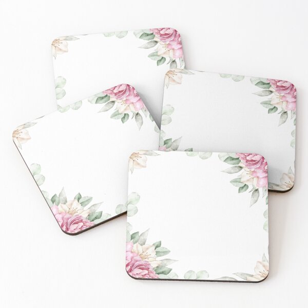 Item preview, Elegant watercolor floral border with pink anemone, white azalea and eucalyptus leaves, isolated on white background designed and sold by eves_aquadreams.