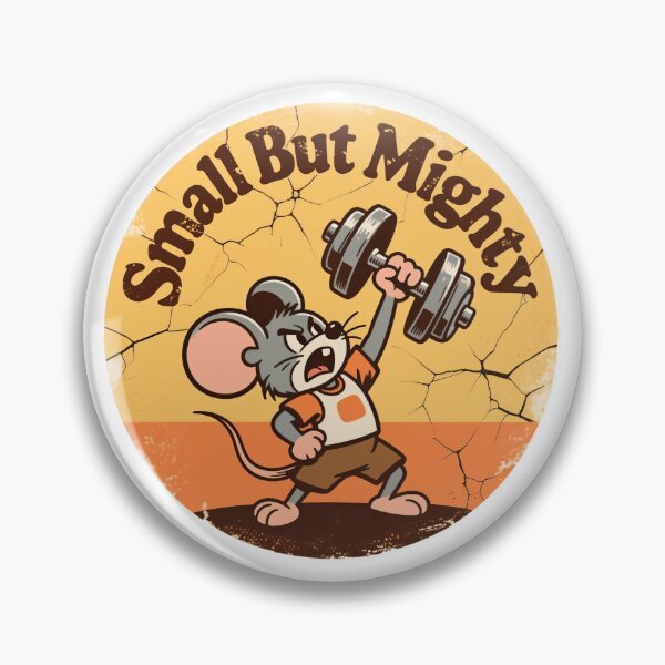 Item preview, "Small But Mighty" Retro Gym Mouse T-Shirt designed and sold by Pogglecards.