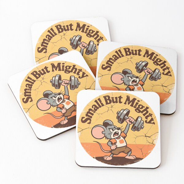 Item preview, "Small But Mighty" Retro Gym Mouse T-Shirt designed and sold by Pogglecards.