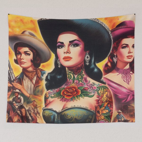 Item preview, Retro Inked Cowgirl designed and sold by PulpVintage.