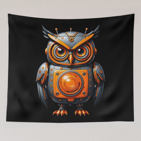 Item preview, Orange Robot Owl Steampunk designed and sold by TeeARTHY.