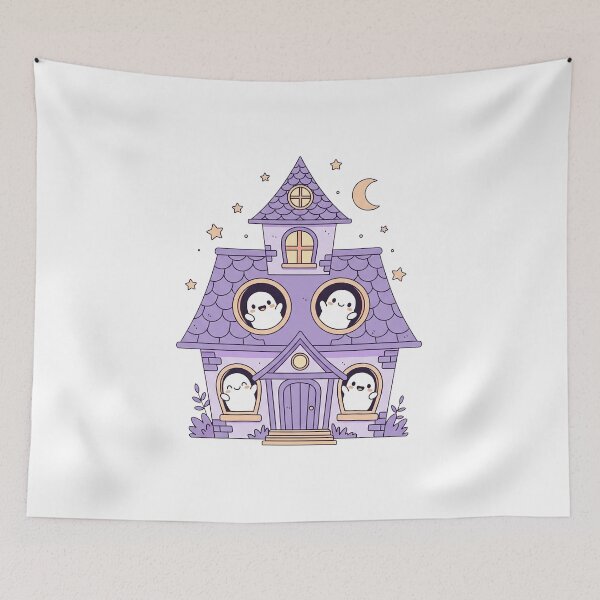 Item preview, Cute Kawaii Haunted House with Ghosts designed and sold by istoriadesign.