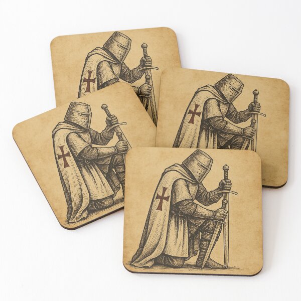 Item preview, Medieval Crusader Knight in Prayer Illustration designed and sold by photoparadise22.