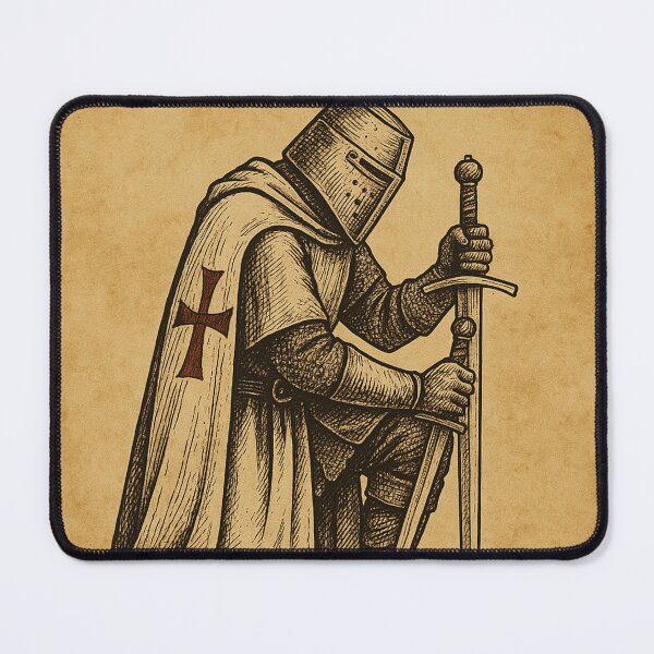 Item preview, Medieval Crusader Knight in Prayer Illustration designed and sold by photoparadise22.