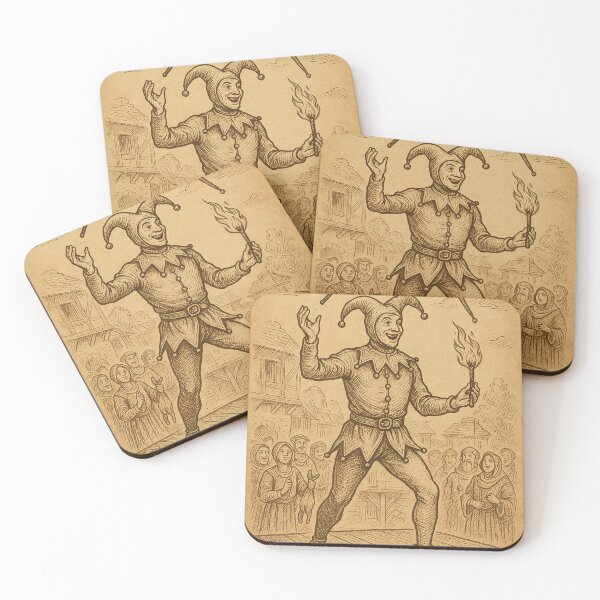 Item preview, Medieval Jester Fire Juggling Illustration designed and sold by photoparadise22.