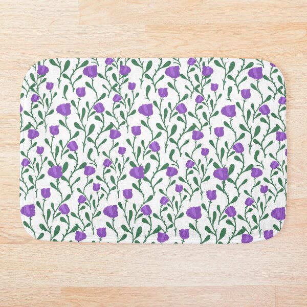 Item preview, HAND-PAINTED GREEN-VIOLET FLOWER PATTERN WHITE BACKGROUND designed and sold by ArchersBoutique.
