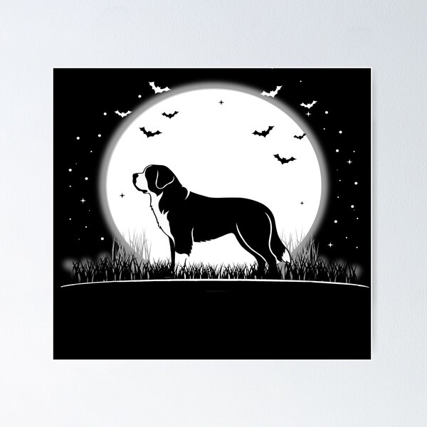 Item preview, Saint Bernard Dog – Halloween Moon Silhouette designed and sold by The Real Life Symphony.