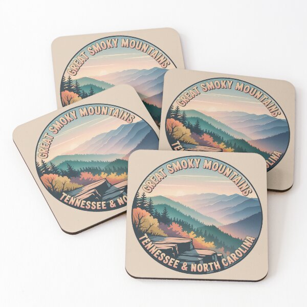 Item preview, Great Smoky Mountains – Tennessee & North Carolina Retro Sunset Badge Sticker designed and sold by Horizon Tales.