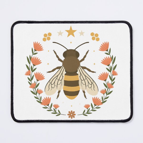 Item preview, Bee with Floral Wreath and Stars designed and sold by ArtfulWeave.