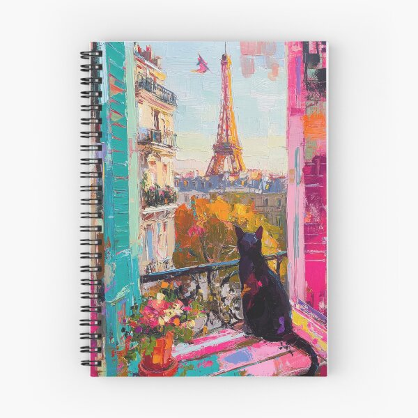 Item preview, Black cat on Parisian balcony designed and sold by ArtHouseNiklas.