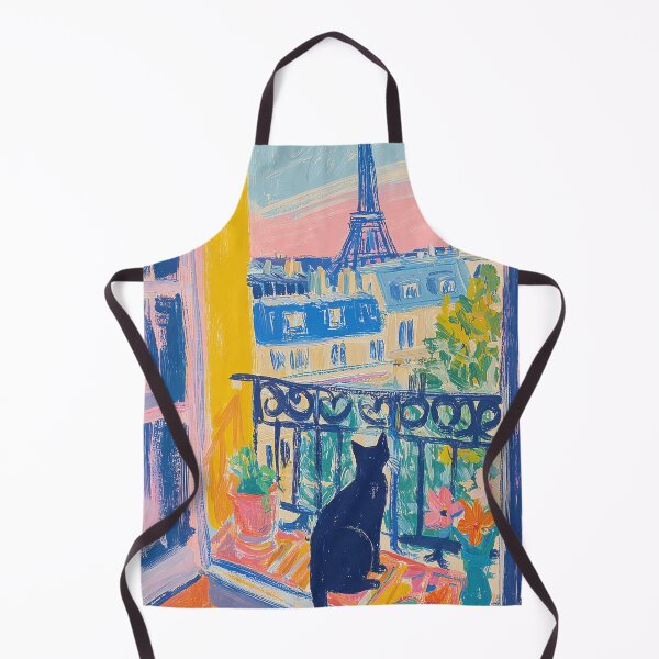 Item preview, Black cat on Parisian balcony designed and sold by ArtHouseNiklas.