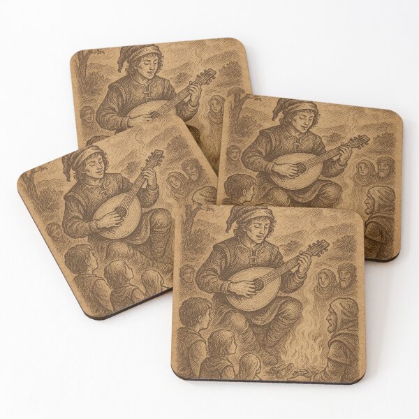 Item preview, Medieval Bard Playing Lute by the Fire designed and sold by photoparadise22.