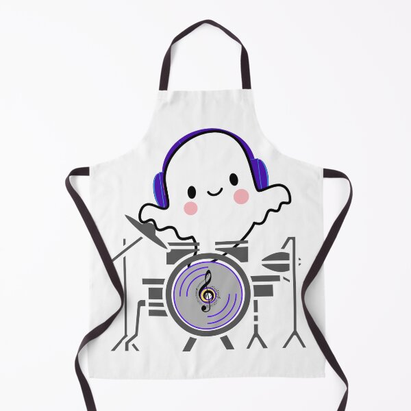 Item preview, Ghost Drummer – Spooky Ghost Playing Drums | Creepy Cute Musician designed and sold by LadyInEverGreen.