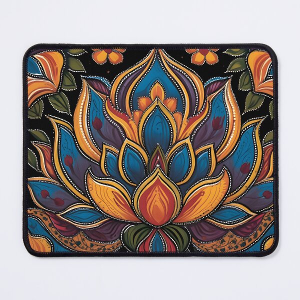 Item preview, Traditional Madhubani Folk Art Lotus Print | Intricate Indian Lotus Motif Design designed and sold by Haus Of K.