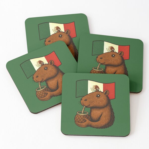 Item preview, Cute Capybara Drinking Yerba Mate – Mexico Flag Edition  designed and sold by flamini.