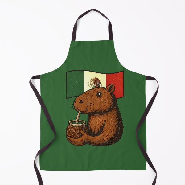 Item preview, Cute Capybara Drinking Yerba Mate – Mexico Flag Edition designed and sold by flamini.