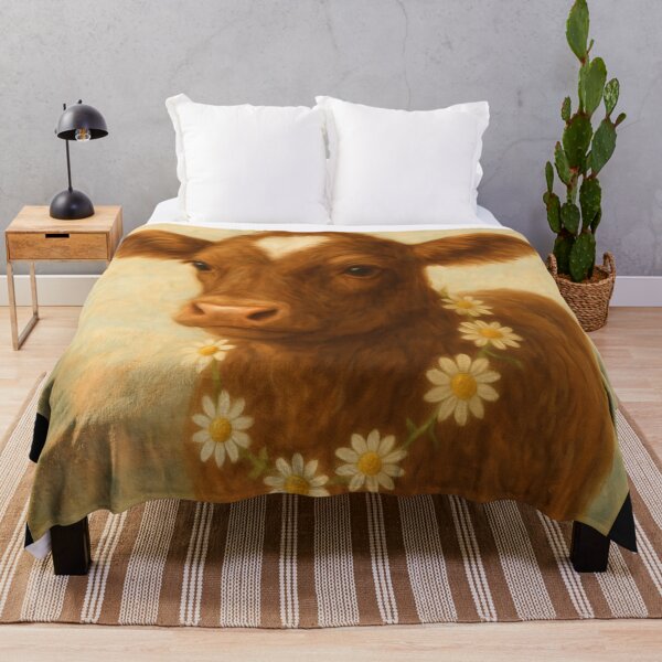 Item preview, brown calf with daisy garland watercolor designed and sold by Kristylynn757.