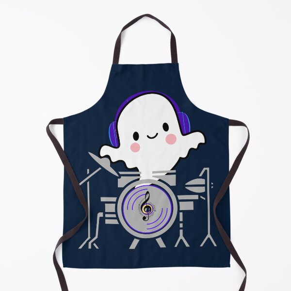 Item preview, Ghost Drummer – Spooky Ghost Playing Drums | Creepy Cute Musician designed and sold by LadyInEverGreen.