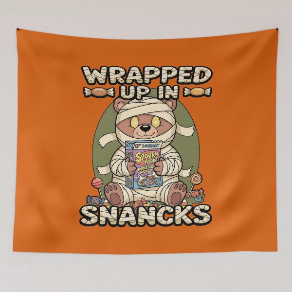 Item preview, Wrapped Up In Snacks — Cute Halloween Mummy Bear Tee designed and sold by Printed Mistakes.